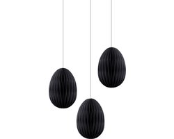 Honeycomb versiering - Honeycomb decoratie – Honinggraat versiering – Balversiering - Papieren hang decoratie – Zwart – 3 Stuks – 19 Cm – Feest – Versiering – Verjaardag – Decoratie.
