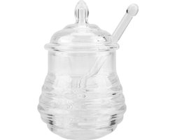Honingglas in de vorm van een bijenkorf van 245 ml met druppelaar voor het bewaren en vrijgeven van honing