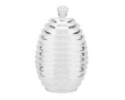 Honingpot in de vorm van een bijenkorf, honingfles, honingpot met druppelaar, transparante honingpot voor in de keuken.