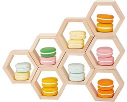Honingraat Cupcake Stand - Zeshoek Cake Display - Houten Dessert Display - Drijvende Tafel Bord met Tape - Baby Shower Verjaardagsfeest