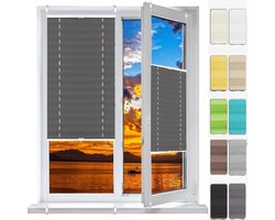 Honingraat jaloezie - Plissé gordijn - Raam en deur - Zonder boren montage - 88 x 215 cm - Grijs