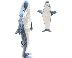 Hoodie Deken Met Mouwen - Fleece Blanket - Dames - Heren - Kinderen - Plaid - Knuffeldeken - Onesie - Extra Zacht & Warm - Haai - Maat XL