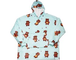Hoodie Deken voor Kinderen - Fleece Deken met Mouwen - Fleece Hoodie - Plaid met Mouwen - Beer - One Size - KIDHUG