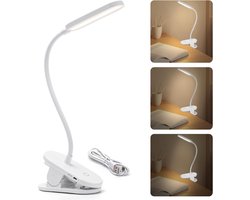 Hoofdbord Boeklamp - Rubberen Klem - USB Oplaadbaar - Tot 30 Uur - Laag Licht Niveau - Perfect Voor In Bed - Bedlampjes hoofdbord - Wit