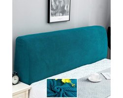 Hoofdbord elastische voering hoofdbescherming tweepersoonsbed wasbaar decoratie blauw steenblauw 180-190cm
