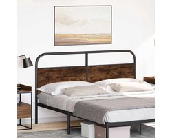 Hoofdbord | Hoofdeinde 160 cm staal en bewerkt hout gerookt eikenkleurig