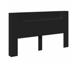 Hoofdbord | Hoofdeinde met plank Zwart 180 x 16,5 x 103,5 cm Bewerkt hout