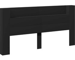 Hoofdbord | Hoofdeinde met plank Zwart 200 x 16,5 x 103,5 cm Bewerkt hout