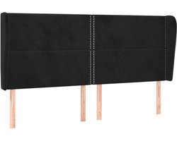 Hoofdbord | Hoofdeinde met randen 163x23x118/128 cm fluweel zwart