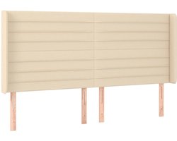 Hoofdbord | Hoofdeinde met randen 203x16x118/128 cm stof crèmekleurig