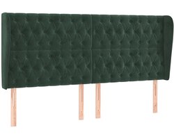 Hoofdbord | Hoofdeinde met randen 203x23x118/128 cm fluweel donkergroen