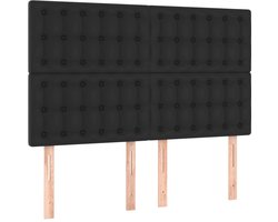 Hoofdbord | Hoofdeinde zwart 144x5x118/128 cm kunstleer