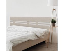 Hoofdbord Hout - Bedombouw Decoratie - Slaapkamer Aankleden - Gerecycled MDF Materiaal - 210cm Breed - Beige Visgraat