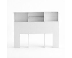 Hoofdbord met opbergruimte - Wit hoofdbord 140 cm - 4 open vakken - Wandbevestiging - 18 kg draagvermogen - Slaapkamer - 140x19x103.5 cm - Wit