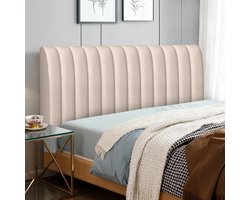 Hoofdbordbekleding voor bed, verticale strepen, fluweel, zachte overtrek voor slaapkamer en hoofdbord, kaki, 150 cm