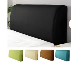 Hoofdbordhoes, elastische hoofdbordhoes, stofhoes voor het hoofdbord, zwarte stofwerende hoofdbordhoes, 1,8 m (geschikt voor hoofdborden van 1,7-1,9 m)
