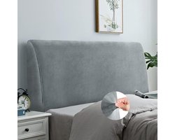 Hoofdbordhoes voor tweepersoonsbed - rekbare hoes - stofdichte beschermhoes - linnen - fluweelzachte stof - comfortabel - lichtgrijs