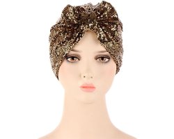 Hoofddeksel - Dames Turban met pailletten - Tulband Bandana's voor Dames - Elastische Hoofdband - Muts - Hijab - Chemo-Hoed - Islamitische Hoofddeksels - Moslim Hoofdtooi