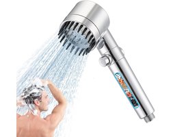 Hoofddouche met 3+1 Stralingsstanden, Handdouche voor Hoge Druk en Chloorverwijdering, Massagefunctie en Waterfilter (Zilver)
