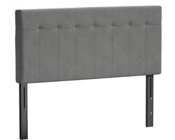 Hoofdeinde met 3 hoogte-instellingen, bedhoofdeinde met metalen poten, fluweellook voor slaapkamer, 140x10x106/116/126 cm, Grijs