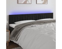 Hoofdeinde met led - Decoratief hoofdbord - Slaapkamer verfraaien - In hoogte verstelbaar - 180 x 78/88 cm - Zwart