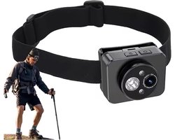 Hoofdgemonteerde Camera - Kopcamera Draagbaar - Buiten Sporten Opnemen - Met LED Verlichting - 64GB Opslag - Zwart