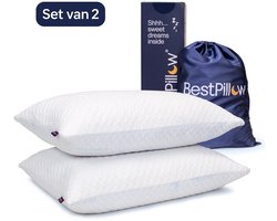 Hoofdkussen 50 x 70cm - BestPillow™ - 2 stuks - Traagschuim & Latex - Verkoelend, Aanpasbaar & Hypoallergeen - Voor Elke Slaaphouding - Vermindert Nekklachten