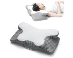 Hoofdkussen - Ergonomisch Vlinderkussen van Traagschuim voor Nekklachten - Orthopedisch Slaapkussen met Armleuningen tegen Snurken - Voor Zij-, Rug-, en Buikslapers