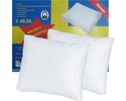 Hoofdkussen Gele Kruis SET van 2 Kussens | Boxmodel | 1000 gram Dreampearls | Perfecte Ondersteuning | Scandinavisch Slapen | 50x60x10 cm | Wit | 2 Stuks