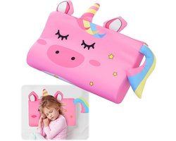 Hoofdkussen - hoofdkussens - Kinderkussen - Ergonomisch kussen - 46x27cm - Slaapkussen kinderen - Kussensloop - Kinderkamer - Comfortabel slapen - Mooie dromen - Voor thuis - Reizen - School en kinderkamer - Dutkussen voor meisjes en jongens - Roze