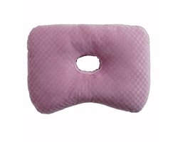 Hoofdkussen - slaapkussen - Oorpiercing kussen - Ergonomisch contour - met gat voor CNH en oorpijn, ontsteking, doorligwonden voor zijslapers, katoenen en polyester zijslaperkussen, wasbaar en verstelbaar oorbeschermingskussen, Paars