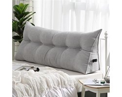 Hoofdkussen Wigkussen - Leeskussen Rugsteun - Comfortabel Ontspannen - Ademend Huidvriendelijk Materiaal - 120 x 50 x 20 cm - Lichtgrijs