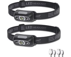 Hoofdlamp Led Oplaadbaar - Met bewegingssensor - Werklamp - Daglichtlamp schilderen - Camping - Kamperen - Helmlamp - Noodpakket oorlog - Gadgets mannen tools - duo pack