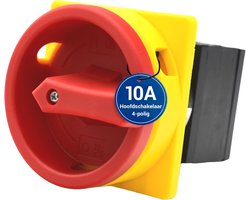 Hoofdschakelaar 10A, 4-polig – IP65 Lastscheider voor frontmontage – Noodstop schakelaar ideaal voor de industrie – Draaischakelaar voor veilige en betrouwbare uitschakeling 230V 400V.