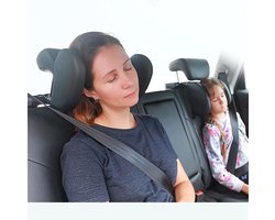 Hoofdsteun Hoofdkussen Auto Nekkussen Autostoel Hoofdsteun Kussen - 'Zwart' Reiskussen Neksteun Verstelbaar - Veiligheid en Bescherming - Voor Kinderen en Volwassenen - PerfectFit