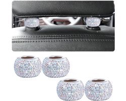 Hoofdsteun Ringen - Universeel - Autostoel Accessoires - Bling Decoratie - Koper/Strass-steentjes - 4 Stuks - Buitendiameter 3 cm - Autodecoratie