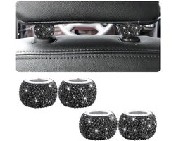 Hoofdsteun Universeel - Diamantkristallen Ringen - Autostoel Accessoires - Bling Interieurdecoratie - 4 Stuks - Koper/Strass-steentjes - Autodecoratie