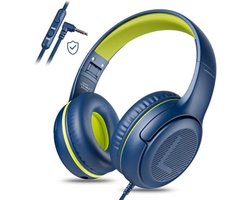 Hoofdtelefoon voor School Peuter Bedraad met Microfoon Blauw Groen shareport Telefoons Tiener Volume Control Vliegtuig Twee Mensen Kinderen Baby's