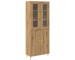 Hoogkast Ambachtelijk Eiken 69,5x34x180 cm Bewerkt Hout