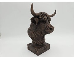 Hoogland Koe Buste - Prachtig Kunstbeeld - Rustieke Boerderij Decoratie