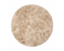 Hoogpolig Fluffy Vloerkleed 200 cm rond Beige/Zand – 30 mm Shaggy Tapijt – Zacht Vloerkleed voor Woonkamer en Slaapkamer