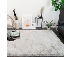 Hoogpolig Fluffy Vloerkleed 200x290 cm Licht Grijs – 30 mm Shaggy Tapijt – Zacht Vloerkleed voor Woonkamer en Slaapkamer