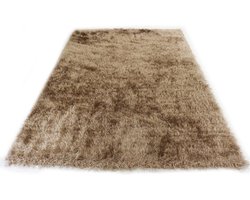 Hoogpolig Glanzend Vloerkleed Beige-120 x 170 cm