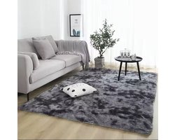 Hoogpolig Tapijt - Kleed - Decoratie kleed - Grijs/Blauw - 40x60 cm - Pluche - Anti Slip - Multifunctioneel - Easy to clean - D1.4