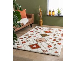 Hoogpolig vloerkleed bohemian Artisan - wit/multi 200x300 cm