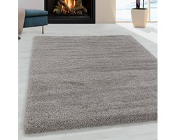 Hoogpolig vloerkleed, effen kleur - beige, vloerkleed voor de woonkamer, jute achterkant, afmeting: 280 x 370 cm