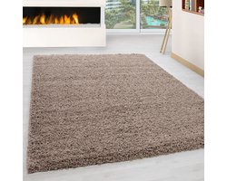 Hoogpolig vloerkleed, effen kleur - beige, vloerkleed voor de woonkamer, jute achterkant, afmeting: 300 cm x 400 cm