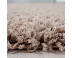 Hoogpolig vloerkleed, effen kleur - beige, woonkamerkleed, jute achterkant, afmeting: 160 cm rond