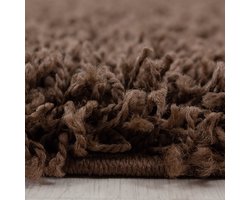 Hoogpolig vloerkleed, effen kleur - bruin, woonkamerkleed, jute achterkant, afmeting: 200 cm rond