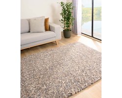 Hoogpolig vloerkleed gemêleerd- Blend beige/grijs 160x230 cm